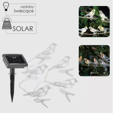 Садовая солнечная гирлянда на солнечной батарее в форме птиц 5шт 2+1,2 м Garden Line SOL6063