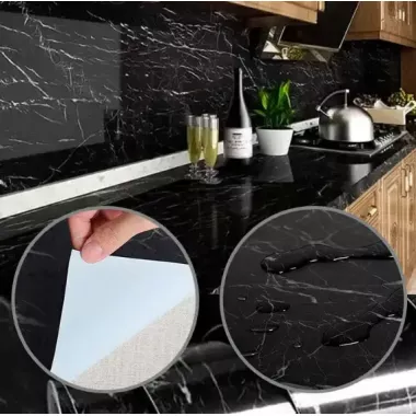 Самоклеящаяся пленка Supretto Мрамор 5Mх0. 60M Черная