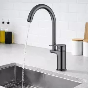 Смеситель кухонный с высоким изливом (черный) AND YLN1837-5A-L