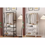 Стойка-вешалка на колесах для вещей и обуви 3 яруса (YH9918-3)