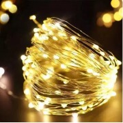 Новогодние гирлянды. Медная проволочная лампа 100LED 10м, Теплый