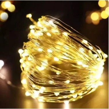 Новогодние гирлянды. Медная проволочная лампа 100LED 10м,  Теплый