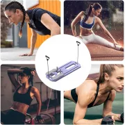 Тренажер напольныйдля пилатеса MM3000 для пресса и ног, с резинками Синий