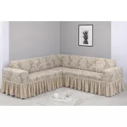 Угловой жаккардовый чехол на диван, универсальный натяжной чехол, накидка на диван Бежевый