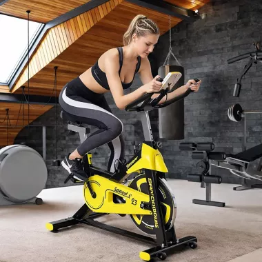 Велотренажер Soozier, кардиотренажер для дома с ременным приводом, регулируемым сопротивлением, сиденьем, рулем и ЖК-дисплеем