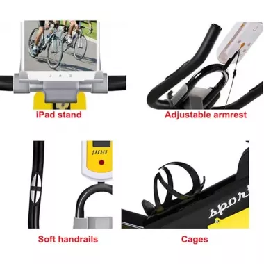 Велотренажер Soozier, кардиотренажер для дома с ременным приводом, регулируемым сопротивлением, сиденьем, рулем и ЖК-дисплеем