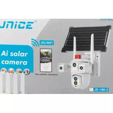 Видеокамера  4G IP66 4G 12mp (JE-190-2)  4 экранные 360-градусные камеры IP-камера четыре объектива Белая