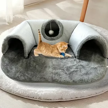 Игровой туннельный коврик Интерактивная игрушка игровой домик 2 в 1 Cat Bed Игровой туннельный коврик Интерактивная игрушка игровой домик 2 в 1 Cat Bed