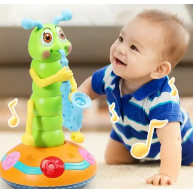 Дитяча музична іграшка Гусениця-саксофоніст 25 см, на батарейках, Music Twisted Worm