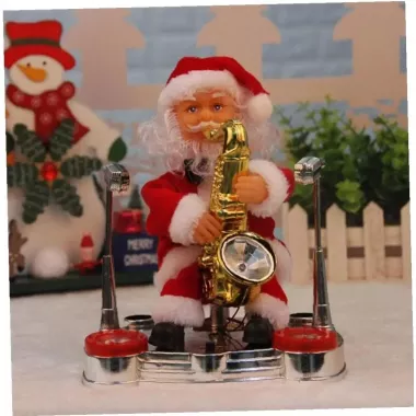 Інтерактивна іграшка Санта-Клаус із саксофоном та барабанами