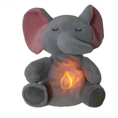 Плюшевий слоник з нічним світлом та заспокійливою музикою, інтерактивні колискові та рух вух, 30 см