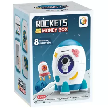Детская электронная копилка-сейф RIAS 852A Ракета с музыкой и подсветкой
