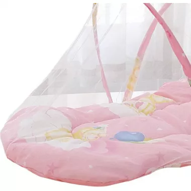 Детская переносная складная кроватка с москитной сеткой / Бескаркасная детская кроватка Розовая