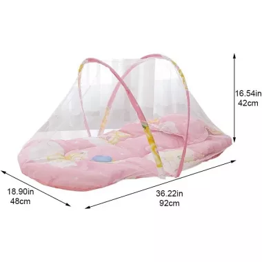 Детская переносная складная кроватка с москитной сеткой / Бескаркасная детская кроватка Розовая