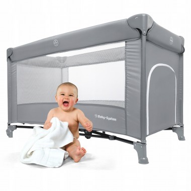 Детская складная кроватка-манеж Moby-System Happy Traveller Basic с раскладным матрасом, сумкой, колесиками и боковым выходом, 126 x 66 см