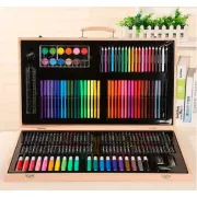 Детский набор для рисования и творчества 180 предметов в деревянном чемодане