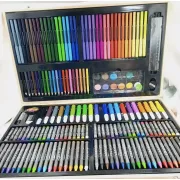 Детский набор для рисования и творчества 180 предметов в деревянном чемодане