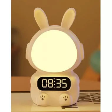 Детские часы с будильником Кролик Rabbit clock with LIGHT WHITE