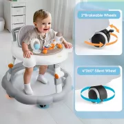 Детские ходунки на колесах с регулируемой высотой / Ходунки для младенцев 6-18 месяцев / Складные ходунки-игровой центр