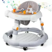 Детские ходунки на колесах с регулируемой высотой / Ходунки для младенцев 6-18 месяцев / Складные ходунки-игровой центр