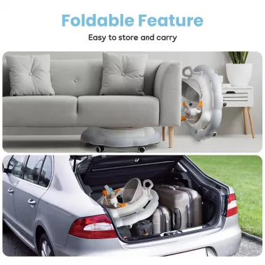 Детские ходунки на колесах с регулируемой высотой / Ходунки для младенцев  6-18 месяцев / Складные ходунки-игровой центр