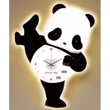 Детские настенные часы со светодиодной подсветкой в ​​виде панды / Декоративные LED-часы Панда без звука с мягкой подсветкой