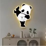 Детские настенные часы со светодиодной подсветкой в виде панды / Декоративные LED-часы Панда без звука с мягкой подсветкой
