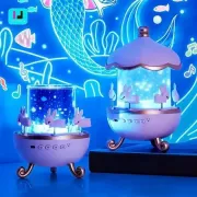 Дитячий нічник проектор зоряного неба Bluetooth Fairy Tale E11 акумуляторний світильник карусель 6 змінних картинок з LED підсвічуванням та музикою