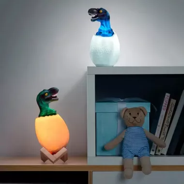Детский светильник SUNROZ 3D Dinosaur Lamp лампа-ночник Динозаврик в яйце с пультом ДУ