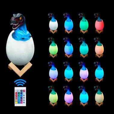 Детский светильник SUNROZ 3D Dinosaur Lamp лампа-ночник Динозаврик в яйце с пультом ДУ