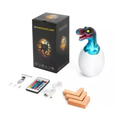 Детский светильник SUNROZ 3D Dinosaur Lamp лампа-ночник Динозаврик в яйце с пультом ДУ