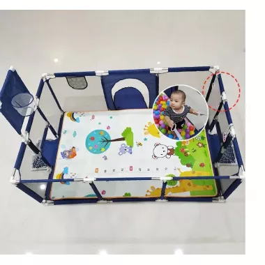 Детский игровой манеж-ограждение 125х125х63см для игр с баскетбольной корзиной и карманом для игрушек