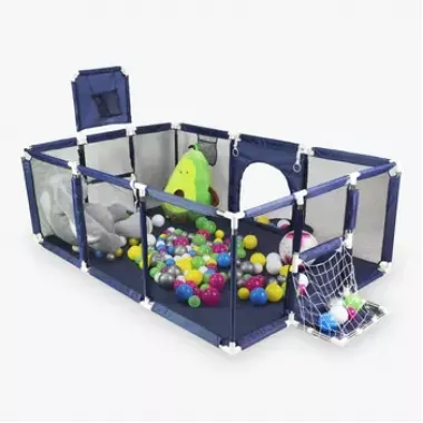 Детский игровой манеж-ограждение 125х125х63см для игр с баскетбольной корзиной и карманом для игрушек