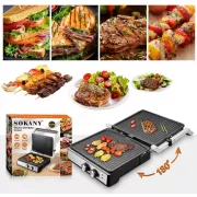 Домашний электрический гриль 2000 Вт, раскрытие на 180°, Sokany SK-08050