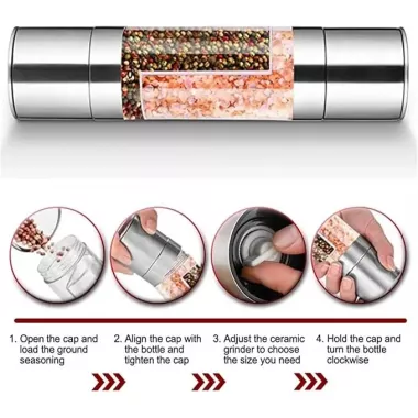 Двойная мельница для специй / Измельчитель механический 2 в 1 для соли, перца и специй Двойная мельница для специй / Измельчитель механический 2 в 1 для соли, перца и специй