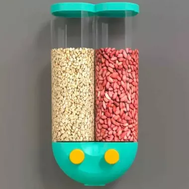 Диспенсер для круп с дозатором на 2 секции, до 2кг / Органайзер для сыпучих продуктов