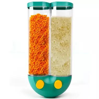 Диспенсер для круп с дозатором на 2 секции, до 2кг / Органайзер для сыпучих продуктов