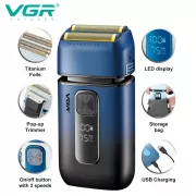 Электробритва VGR V-362 шейвер, двойное лезвие, IPX6, LED дисплей