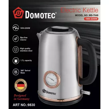 Электрочайник с термометром и корпусом из нержавеющей стали Domotec MS 7849