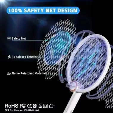 Електрична мухобійка Buzzeap, складна електрична мухобійка 3 в 1, електрична мухобійка