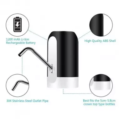 Электрическая помпа для бутилированной воды Automatic water dispenser с подсветкой на бутыль 19 л Черный