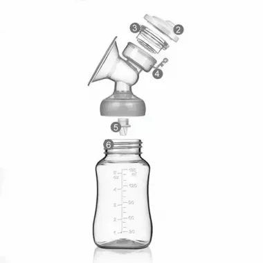 Электрический двойной массажный молокоотсос Kinder Goods в комплекте с 2 бутылочками для молока + соска, USB