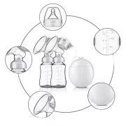 Электрический двойной массажный молокоотсос Kinder Goods в комплекте с 2 бутылочками для молока + соска, USB