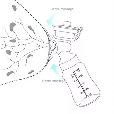 Электрический двойной массажный молокоотсос Kinder Goods в комплекте с 2 бутылочками для молока + соска, USB