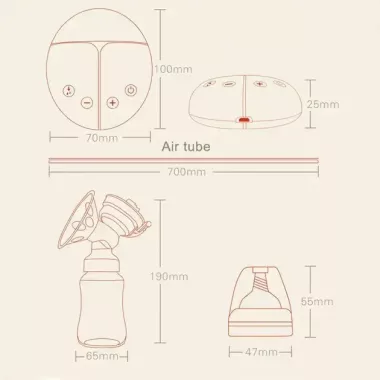 Электрический двойной массажный молокоотсос Kinder Goods в комплекте с 2 бутылочками для молока + соска, USB