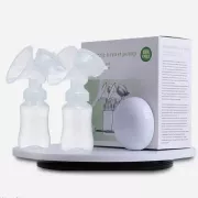 Электрический двойной массажный молокоотсос Kinder Goods в комплекте с 2 бутылочками для молока + соска, USB