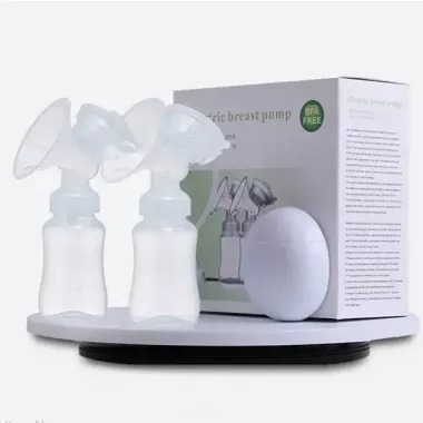 Электрический двойной массажный молокоотсос Kinder Goods в комплекте с 2 бутылочками для молока + соска, USB