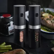 Набор мельниц для специй, перца, соли / Электромельница от USB с подсветкой и подставкой