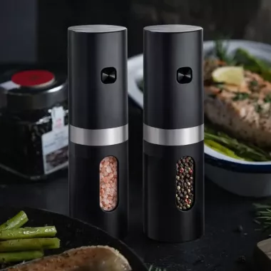 Набор мельниц для специй, перца, соли / Электромельница от USB с подсветкой и подставкой Набор мельниц для специй, перца, соли / Электромельница от USB с подсветкой и подставкой