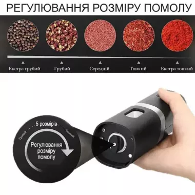 Набор мельниц для специй, перца, соли / Электромельница от USB с подсветкой и подставкой Набор мельниц для специй, перца, соли / Электромельница от USB с подсветкой и подставкой